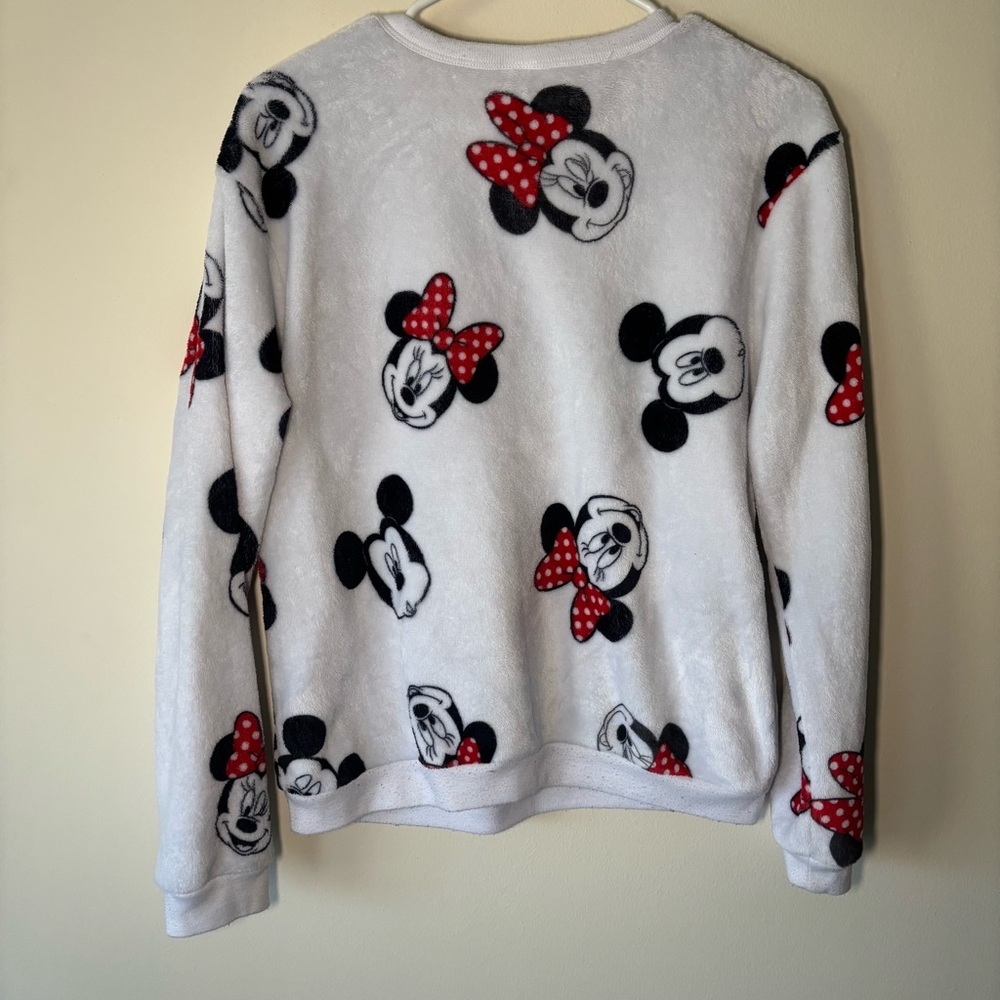 Disney Mickie & Minnie White Fleece Crewneck Pullover - Picture 5 of 5